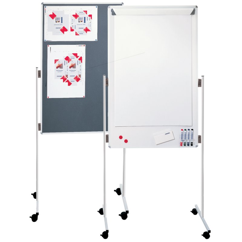FRANKEN Multi Flipchart, whiteboard/prikbord/flipchart, 810×1900 mm, wit frame
